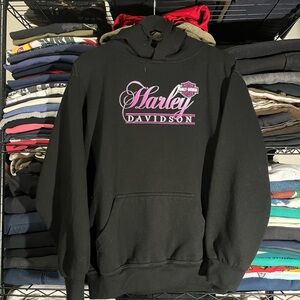 Harley-Davidson Black Hoodie with Pink Logo